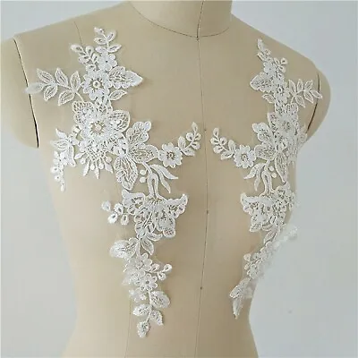 £2.99 • Buy Costume Craft Lace Applique Floral Embroidery Evening Dress Wedding Motif 1 Pair