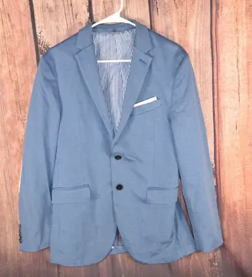 Zara Man Suit Jacket Mens Size 38 Blazer Blue  Button Sportscoat Elbow Patch • $33.74