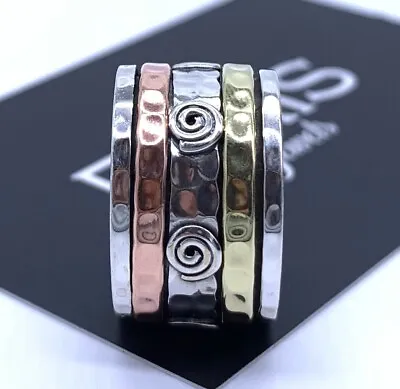 £21.99 • Buy 925 Sterling Silver Mens Ladies Spinner Ring Band Spinning Stress Worry Gift Box