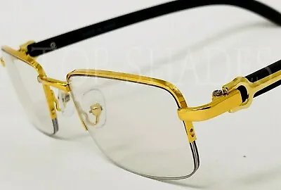 Men' Gold Clear Lens Eyeglasses Hip Hop Metal Migos Small Classic Sunglasses NEW • $12.99