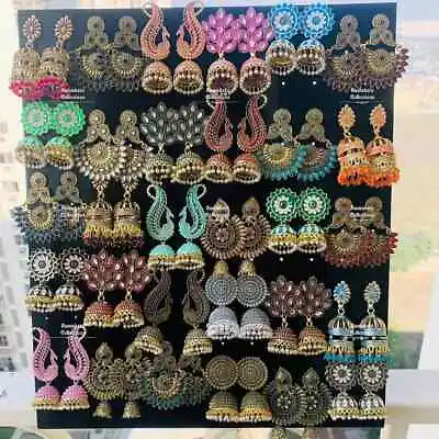 $7.25 • Buy Indian Jhumka Jhumki Dangle Earring Vintage Silver Gold Tassel Bell Drop Earring