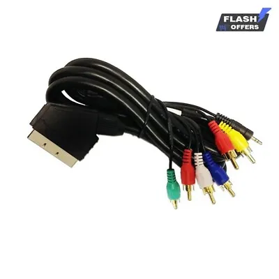 2M Scart Cable  6 Phono And 3.5mm Audio & Video  Lead 21 Pin  TV DVD VCR • £3.99