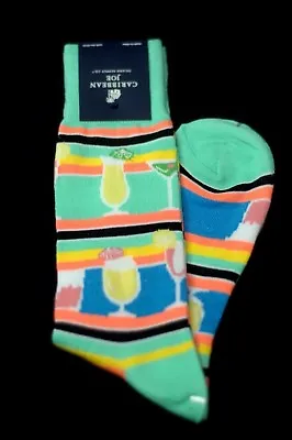 Caribbean Men's Bright Colorful Tropical Cocktails Dress Casual Socks 10 - 13 • $8.99