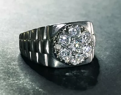 Estate Herkimer Diamond Crystal Quartz Sterling Men's Signet Or Engagement Ring • $134.99