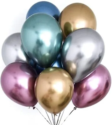 12  Chrome Balloons Shiny Birthday Anniversary Grad Garland Party Balloons UK • $2.47