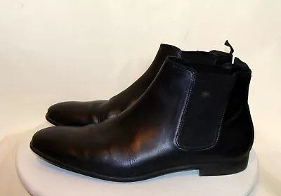 Zara Mens Black Leather Ankle Boots Botas Size 45  12m   C134 • $59.99