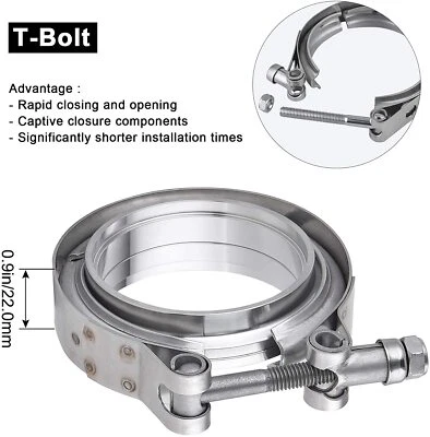 $28.99 • Buy 4  Inch Stainless Steel V-Band Turbo Downpipe Exhaust Clamp Vband Universal USA