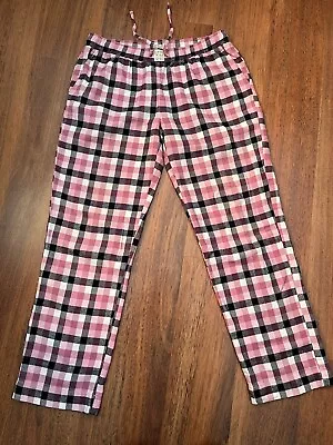 Jack Wills Pink/Blue Brushed Cotton Checked Pyjama Bottoms Size UK S/M 10 VGC • £18.50