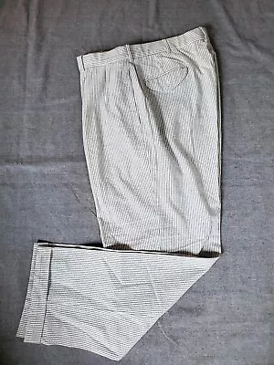 Polo Ralph Lauren  Mens 36x32 Seersucker Blue White Striped Flat Front Pants Cot • $25