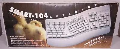 Smart 104 Keyboard KB-7903 White USB PS/2 Split-Key Ergonomic Windows Chicony • $39.99
