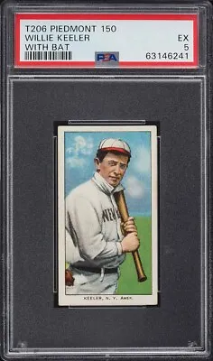 1909-11 T206 Willie Keeler HOF WITH BAT PIEDMONT 150/25 PSA 5 EX (PWCC-A) • $3735.20
