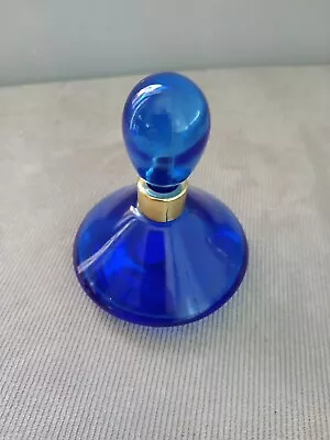 Vintage I.W. Rice & Co. Cobalt Blue Perfume Bottle With Brass 3.75 H • $24