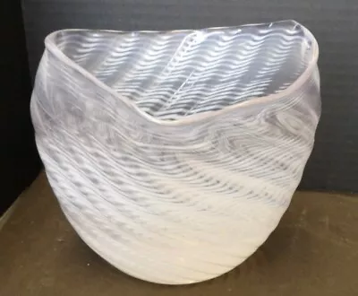 Mid Century Modern Retro White And Clear Swirl 6  Vase • $39.99