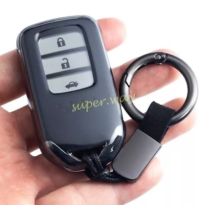 Transparent Black Smart Key Chain Cover Case For Honda Accord Civic CRV HRV Jazz • $18.41