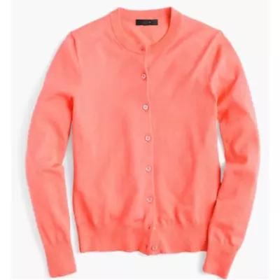 J Crew Cotton-Blend Jackie Cardigan Sweater Coral Women's XS • $34.99