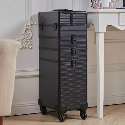 4 In 1 Makeup Case Vanity Cosmetic Nail Hairdressing Beauty Storage Box Trolley • £79.95