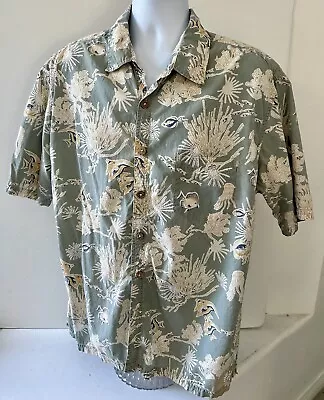 Kahala 1936 Men’s Hawaiian Fish Sea Life Shirt Pale Green Cream Men’s Size XL • $20