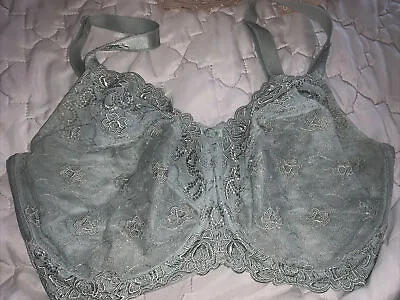 Wacoal Renaissence Rose Underwire Bra  85720  Sz 36DDD   Sage Green Euc • $27