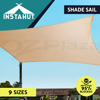 Instahut Shade Sail Heavy Duty Sun Awning Canopy Outdoor Triangle Rectangle • $35.95