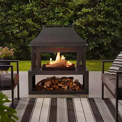 45-Inch Outdoor Steel Fireplace With Chimney • $176.40