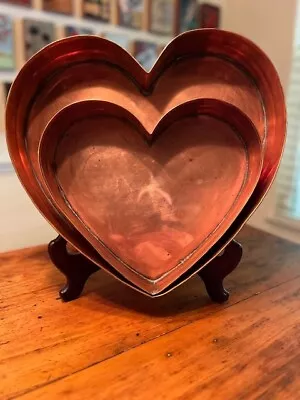 Vintage Copper Hearts By Michael Bonne 1988 (Inscribed) - Set Of 2 • $237