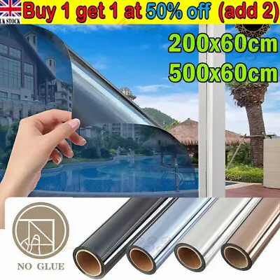 One Way Mirror Window Film UV-Reflective Privacy Tint Foil Home Glass Sticker (: • £8.24