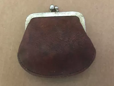 Vintage LEATHER Change Coin Purse KISSLOCK • $9.99