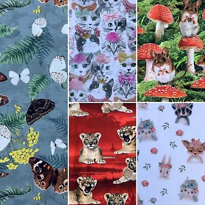 Animals Digital Print Cotton Elastane Spandex Stretch Jersey Dress Craft Fabric • £6.95