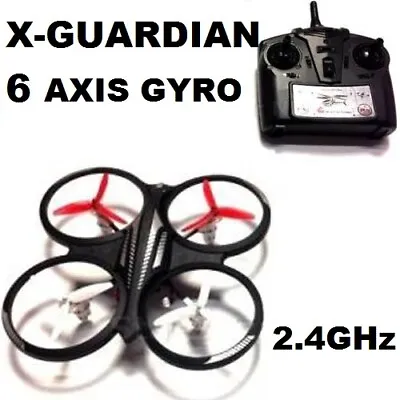 Model Drone RC X-Guardian 6 Axis Gyro 2.4GHz YR577-8 Black Quadricopter YRTOYS • £23.59