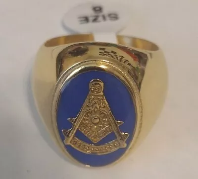 Gold Masonic Ring (SIZE 8) Freemason Knights Templar Mason Past Master  • £15.79