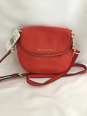 NWT Michael Kors Leather Bedford Flap Crossbody Handbag Mandarin Orange • $139