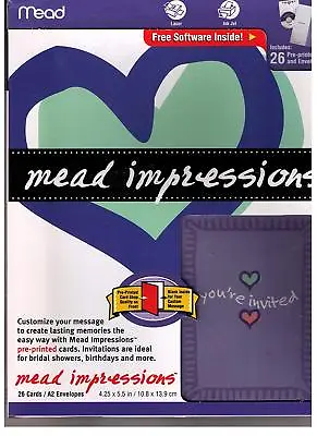 NEW Mead Impressions Invitations Hearts Personalize Print Your Own 26 Count • $8.95