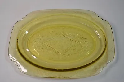Vintage Federal Glass MADRID Platter Amber Yellow Depression 11.5  X 8.25  • $20