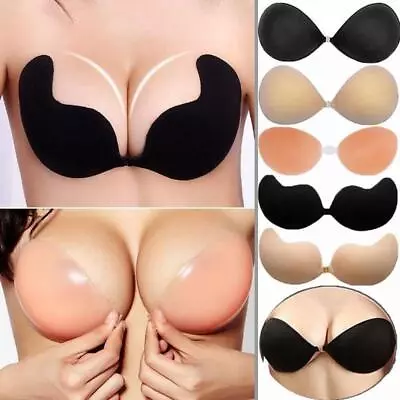 3 Styles Silicone Sticky Invisible Backless Bra Strapless Push Up Bralette  • £7.19