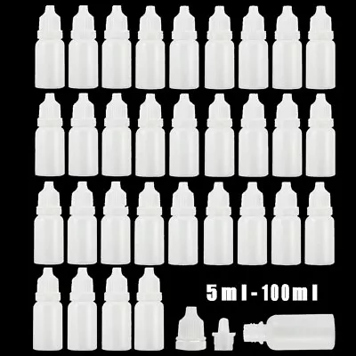 5-100ML Plastic Squeezable Dropper Bottles Eye Liquid Dropper Refillable Bottles • £17.62