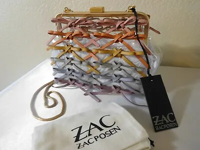 $149.99 • Buy New ZAC POSEN Lacey Frame Rainbow Lacing Clear Clutch Handbag, Purse 