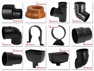 Polypipe 68mm Rainwater Round Down Pipe Fittings In Black • £37.43