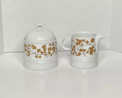 Melitta Friesland Jeverland Wiesmoor Creamer Sugar Germany Brown Flower Vintage • $32