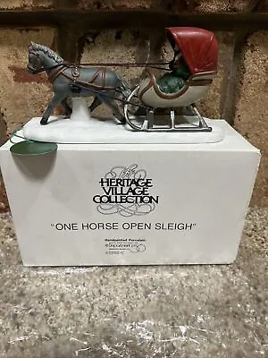One Horse Open Sleigh Dept 56 Porcelain Heritage Village Collection 5982-0 MIOB • $12.99