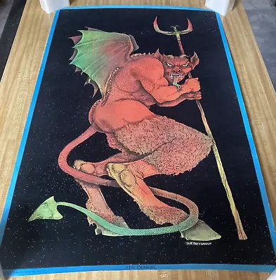 1974  The Demon   Velvet Blacklight Poster NOS Thought Factory Patterson (#2) • $75.88