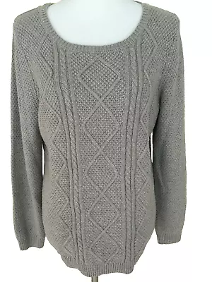 S. Oliver Cable Knit Sweater Gray Pullover Size 12 Long Sleeve 100% Cotton NEW • $9