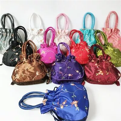 Embroidered Flower Small Bucket Bag Top Handle Cosmetic Handbag  Women • $7.23