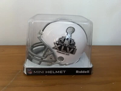 $28 • Buy NIB NFL RIDDELL MINI FOOTBALL HELMET SUPER BOWL XLVI Logo NY Giants Vs Patriots
