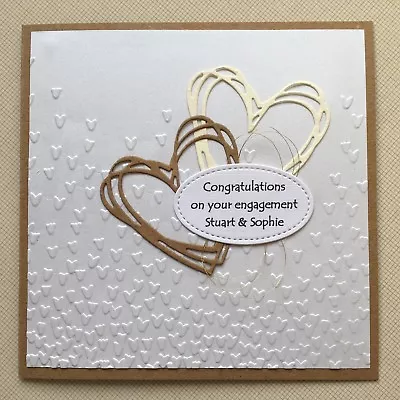 Handmade Personalised Kraft Engagement Card - Hearts • £2.90