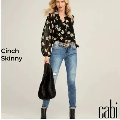 Cabi Jeans Cinch Skinny Acid Wash Distressed Jeans Size 6 • $24.95