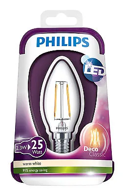 Philips LED Deco Classic 2.5W (25W) E14 Vintage Candle Bulb Warm White B35 • $17.08