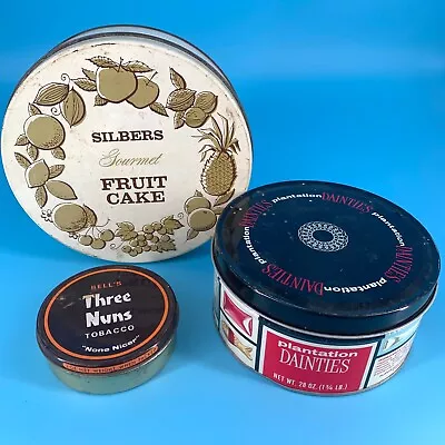 Vintage Circular Tins Silbers Fruit Cake Three Nuns Tobacco Plantation Dainties • $7