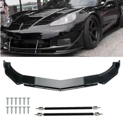 For Pontiac Firebird Glossy Black Front Bumper Lip Splitter Spoiler + Strut Rods • $54.98