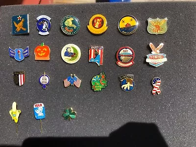 Lot Of (19) Vintage Pin Back Enamel Pins And (2) Hat Pins Military + Misc • $49.99