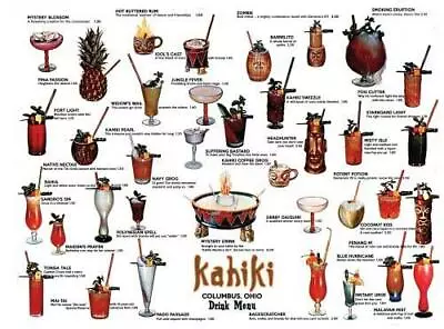 Kahiki Vintage Tiki Bar Cocktail Menu (13x19 Print On FIne Art Paper) • $29.95